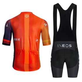 Completo Maglia + Pantaloncino con bretelle 2024 INEOS Grenadiers Manica Corta Arancia